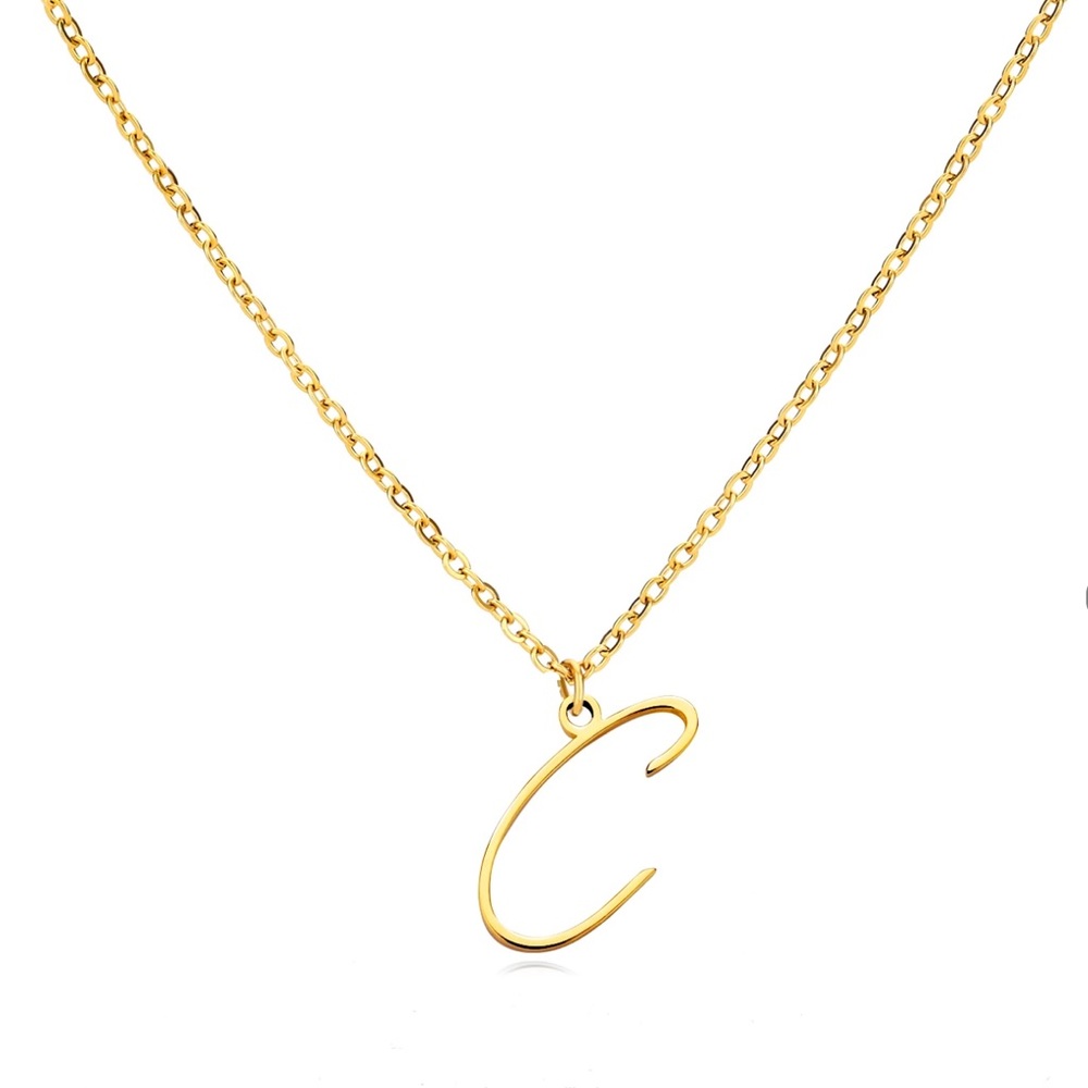 Letter C Cursive Initial Necklace